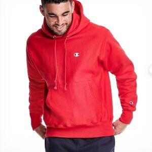 Champion Men’s Red Reverse Weave Hoodie Sweatshirt